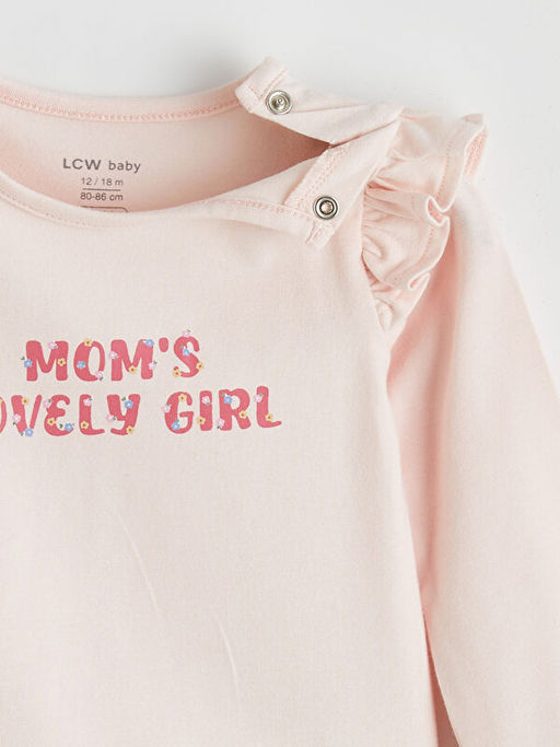 Bask?l? K?z Bebek ??t??tl? Body ve Pantolon