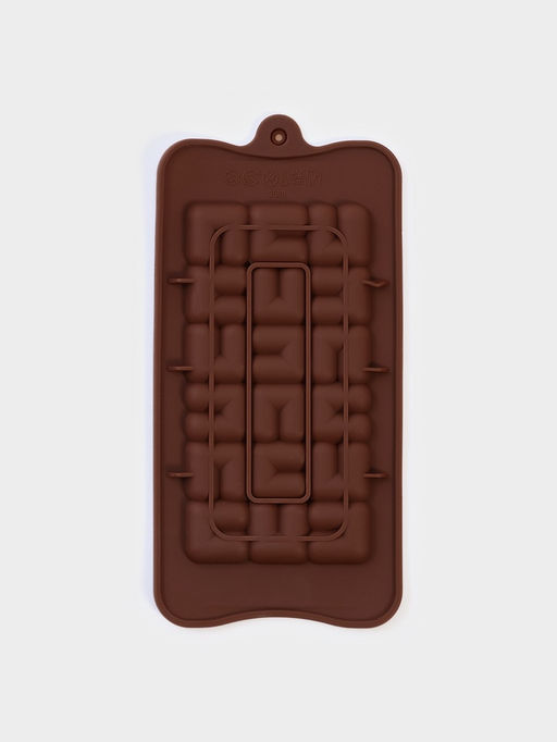 Цена за 4 шт. Форма для шоколада Доляна Лабиринт, силикон, 22?11?1 см, 18 ячеек, коричневая  фото 2