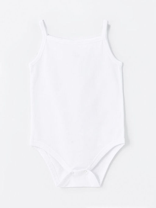Kare Yaka K?z Bebek ??t??tl? Bodysuit 3l?
