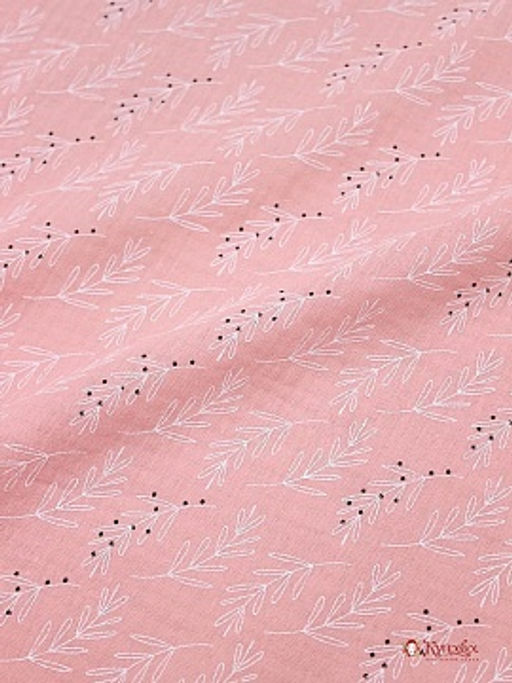 Муслин двухслойный с эф.жатости Веточки цв.св.кораллово-розовый, ш.1.42м, хлопок-100%, 120гр/м.кв