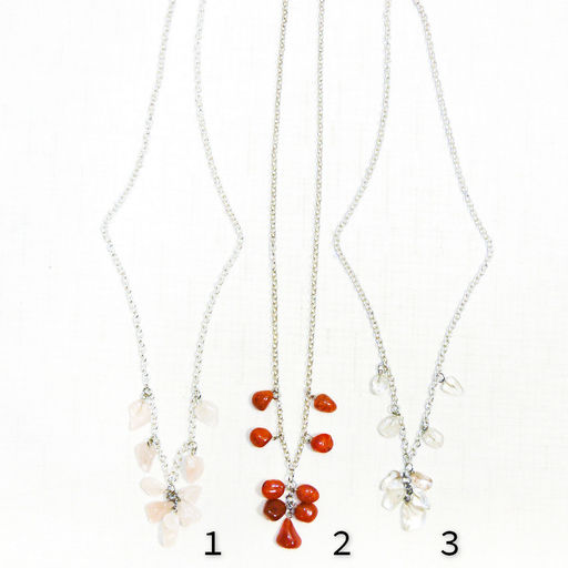 Колье из самоцветов на цепочке - розовый кварц, сердолик, горный хрусталь - 45 см - Сувенир-камни фото 2