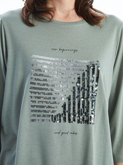 Bisiklet Yaka ??lemeli Kad?n Bluz