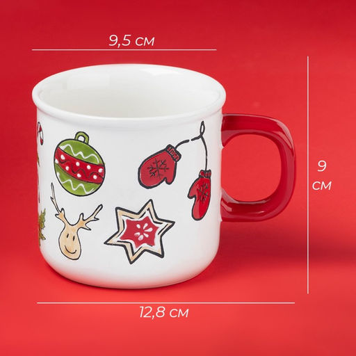 Новогодняя кружка Доляна Sweet Treats, 360 мл, 12.8?9.5?9 см, керамика, белая