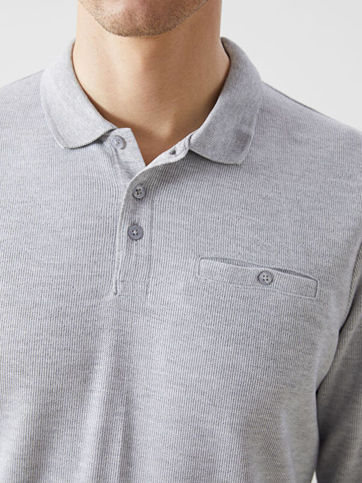 Polo Yaka Uzun Kollu Erkek Sweatshirt