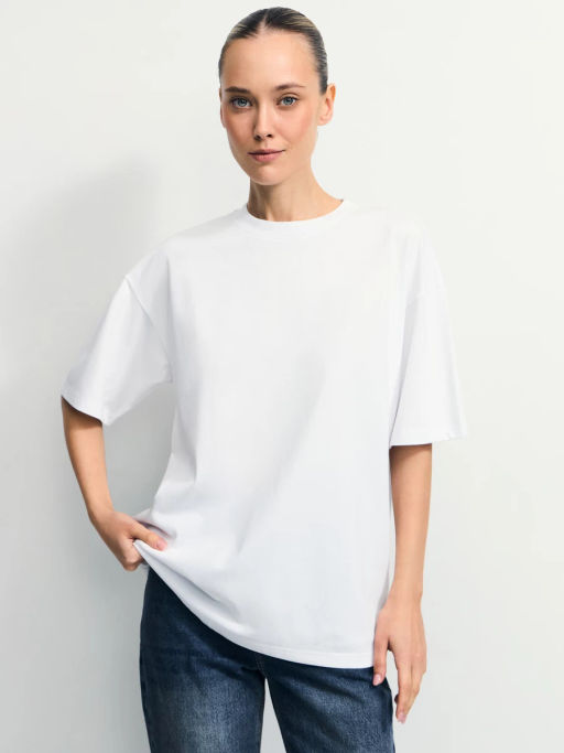 Базовая футболка оверсайз из хлопка / Zarina  фото 4