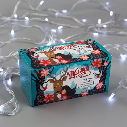 Гирлянда Нить 10 м с насадками Игла, IP20, прозрачная нить, 100 LED, свечение белое, 8 режимов, 220 В - Luazon lighting фото 5