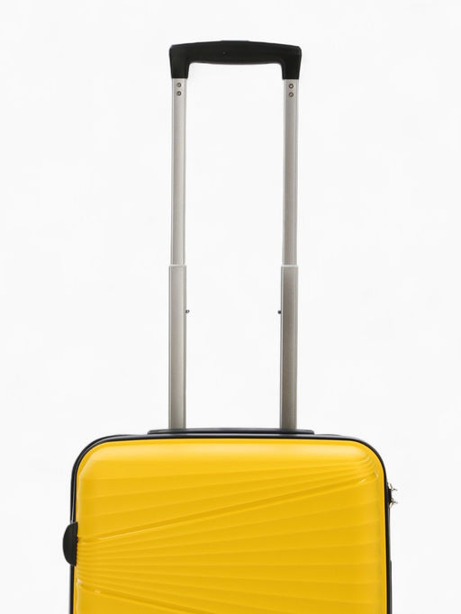 Чемодан на колёсах «Полосы», маленький 44 л (S), на молнии, кодовый замок, 4 колеса, жёлтый