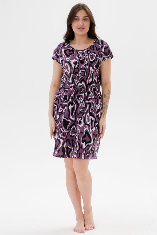 Платье женское домашнее из кулирки Лана палитра лила макси - Амадэль фото 3