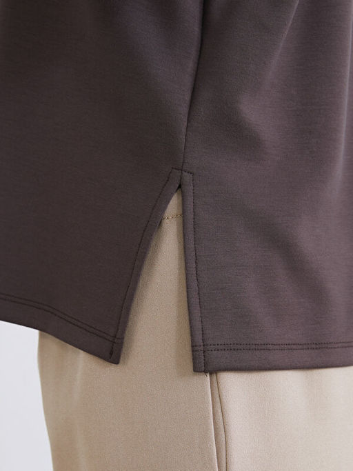 Dik Yaka ?erit Detayl? Kad?n Sweatshirt Tunik