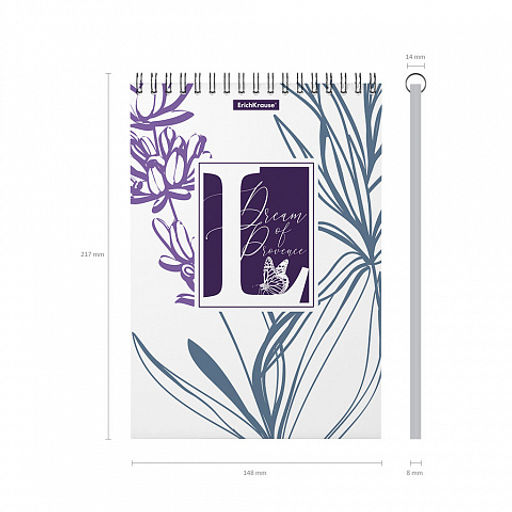 Цена за 4 шт. Блокнот с пластиковой обложкой на спирали ErichKrause Lavender, А5, 80 листов, клетка  фото 4