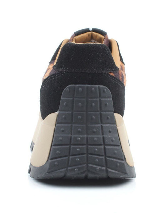 04-PDH362-1 BLACK/LEOPARD Кроссовки демисезонные женские (натуральная замша, натуральная кожа)