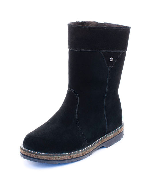 Полусапоги женские на войлочной подошве., Замша, овчина, войлок, лепесток