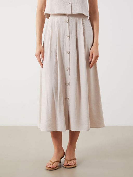 Beli Lastikli Dokulu Pileli Etek