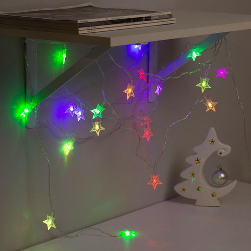 Гирлянда Нить 5 м с насадками Звезда в крапинку, IP20, прозрачная нить, 20 LED, свечение мульти (RG/RB), мигание, 220 В - Luazon lighting фото 5