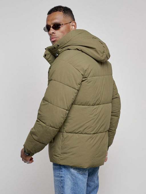 Куртка молодежная мужская зимняя с капюшоном цвета хаки 8356Kh - Wonderrman фото 10