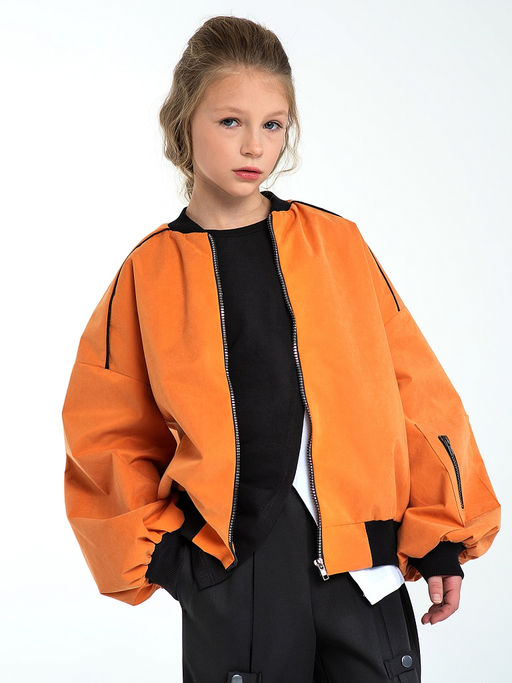 Оранжевая куртка-бомбер, модель 1701 - Mooriposh фото 4
