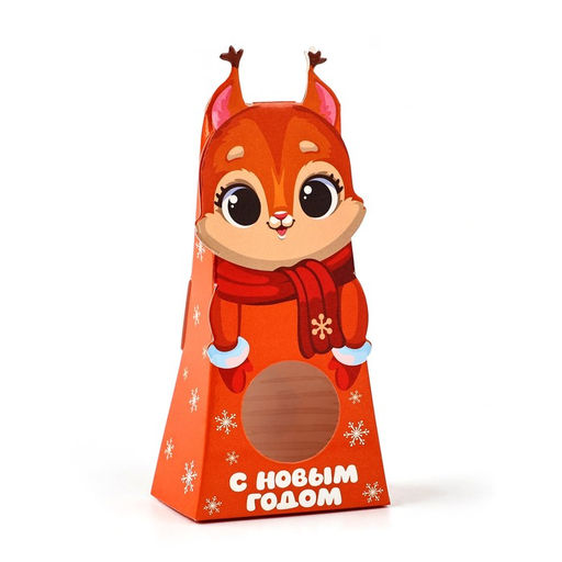 Цена за 5 шт. Коробка новогодняя складная с окном Белочка, 6?13.5?3.5 см