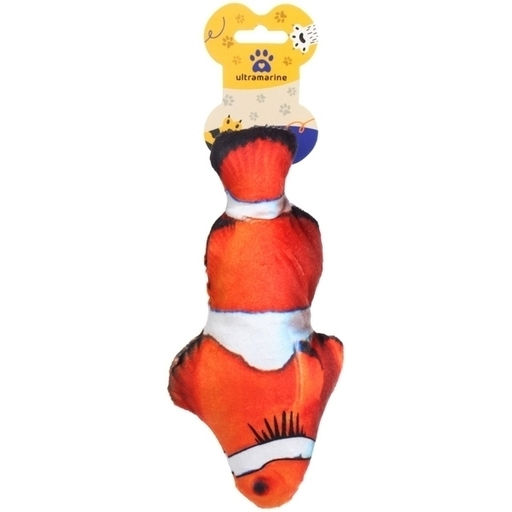 Цена за 4 шт. Игрушка для кошек мягкая реалистичная "Рыбка Клоун", 20см/17гр (лейбл)