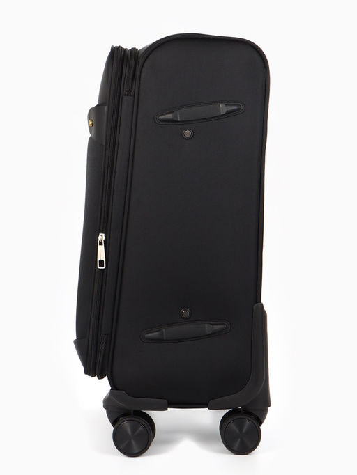 Чемодан 20",Текст,36*25*58,отд на молнии,1 нар/карм, увелич,код замок,4 колеса, черный