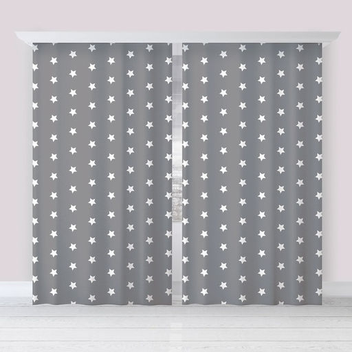 Шторы портьерные «Этель» Grey stars, 145×260 см, 2 шт., габардин
