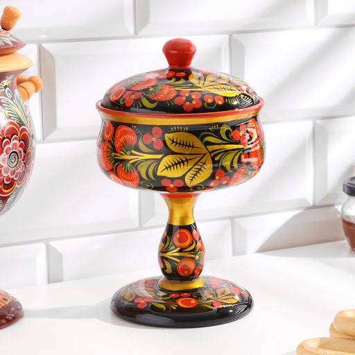 Креманка на ножке «Варенье», 20×13 см, дерево хохлома