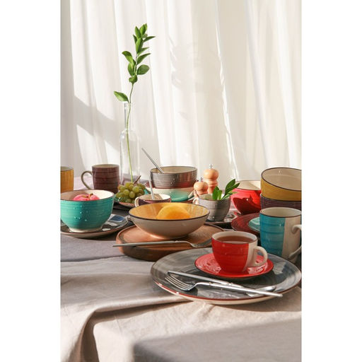 Чайная пара керамическая Доляна «Морской мир», чашка 200 мл, блюдце d=14,5 см, цвет красный