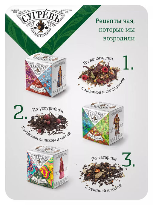 Чай Шкатулка "Народы России": 9 купажей чая, вкладыш со схемой устройства русского самовара