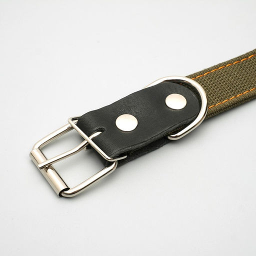 Ошейник брезентовый безразмерный двухслойный, 72 х 3,5 см, ОШ 45-60 см, хаки - Пижон фото 3