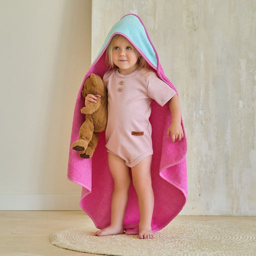 Полотенце уголок махровое Крошка Я, 75х75 см, цвет мятный/розовый, 100% хлопок, 360 г/м2  фото 4