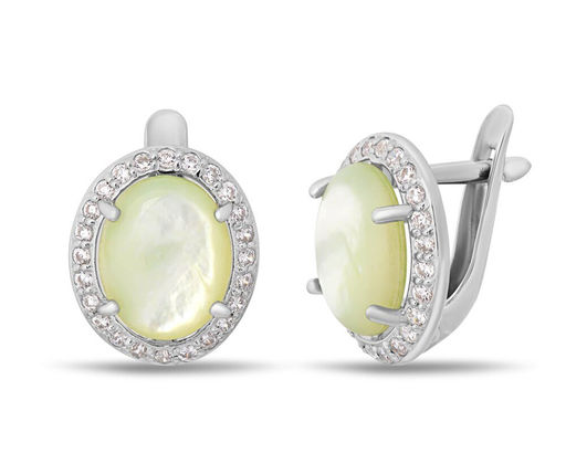 Серьги, перламутр зеленый, СПН4202