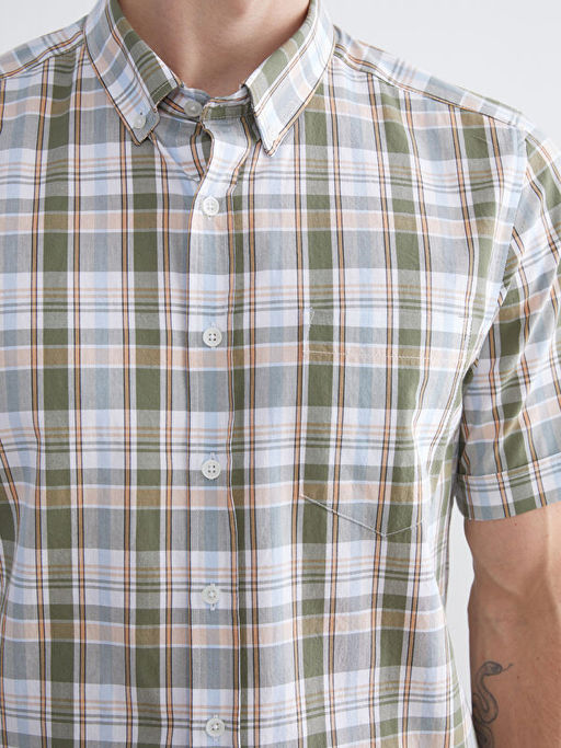 Regular Fit K?sa Kollu Ekose Erkek G?mlek