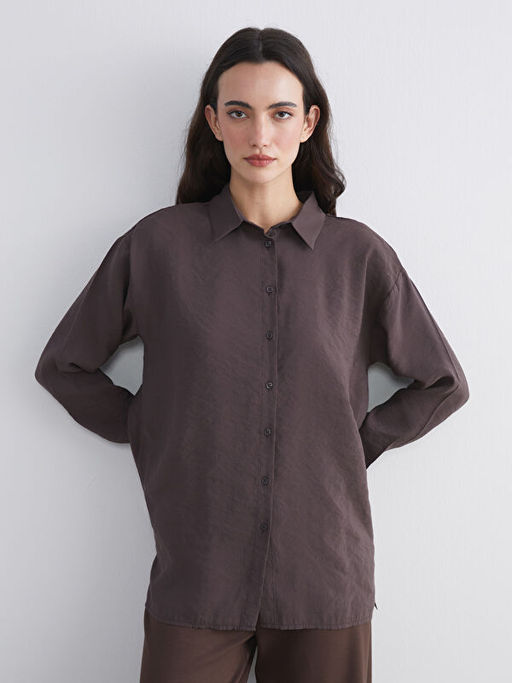 Oversize Modal Kar???ml? Kad?n G?mlek Tunik