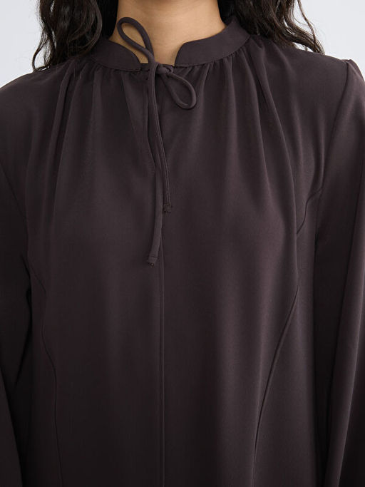 Ba?lama Yaka B?zg?l? Krep Elbise