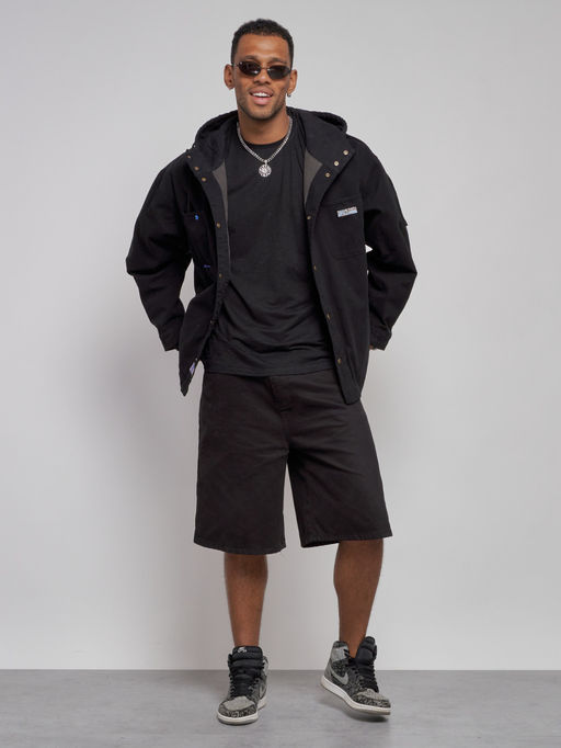 Джинсовая куртка мужская с капюшоном черного цвета 12768Ch - Mtforce фото 12