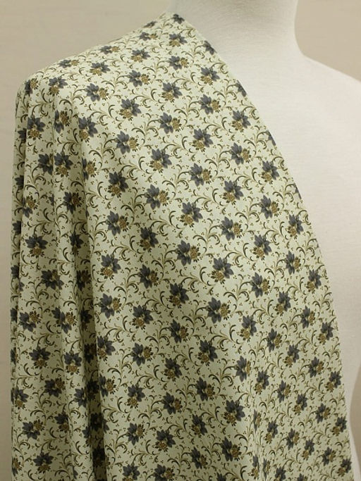 Импорт. хлопок Андромеда (серые цветы), ш.1.45м, хлопок-100%, 105гр/м.кв - Купава фото 2