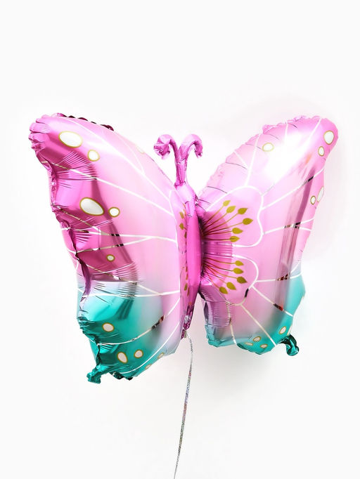 Цена за 2 шт. Воздушный шар фольгированный 32" «Бабочка» цвет розовый металлик