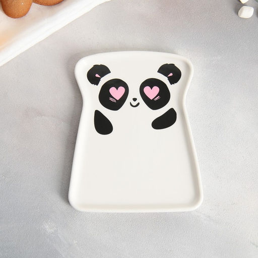 Чайная пара керамическая «Панда»: кружка 200 мл, блюдце 17.8×13.3 см