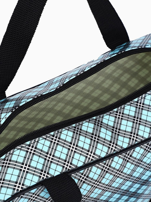 Косметичка-сумка на молнии с сеткой, с ручками, с принтом, голубая