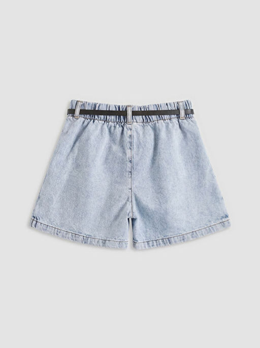 Kemerli K?z ?ocuk Pileli Jean ?ort Etek