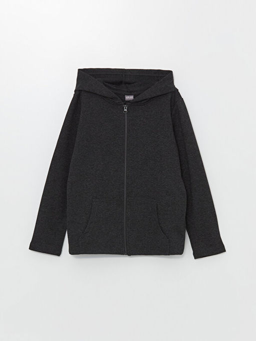 Kap??onlu K?z ?ocuk Fermuarl? Sweatshirt