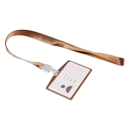 Бейдж - карман горизонтальный, внешний размер 98×58 мм, внутренний размер 85×54 мм, металл, золото, на ленте 40 см