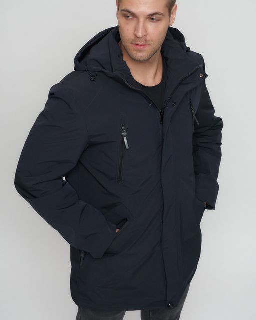 Парка спортивная мужская с капюшоном темно-синего цвета 3369TS - Wonderrman фото 10