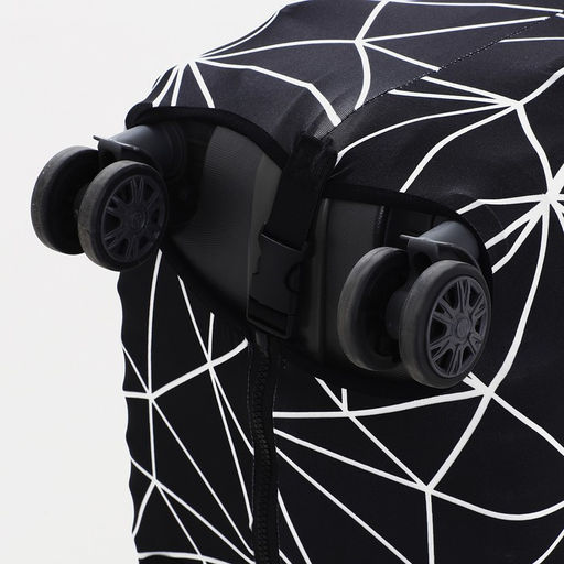 Чехол TEXTURA на чемодан на колёсах, 24" (M), с принтом, чёрный