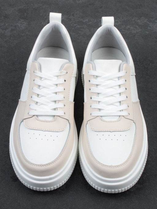 03-YJ425-1 WHITE/BEIGE Полуботинки спортивные женские (натуральная кожа) - Фабричный китай фото 9