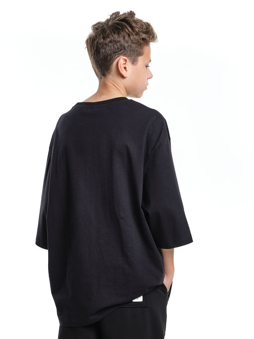Футболка черная подростковая оверсайз PW22-7452 черный - Mini maxi фото 15