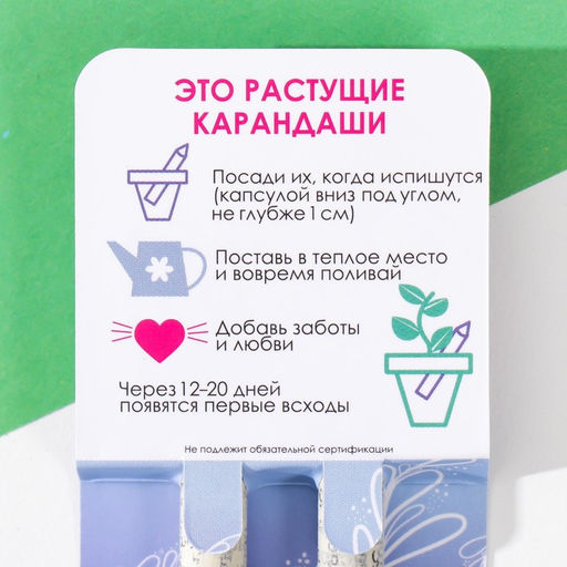 Набор для выращивания, карандаши подарочные «Базилик + Мята», mini, простые чернографитные, 2 шт.