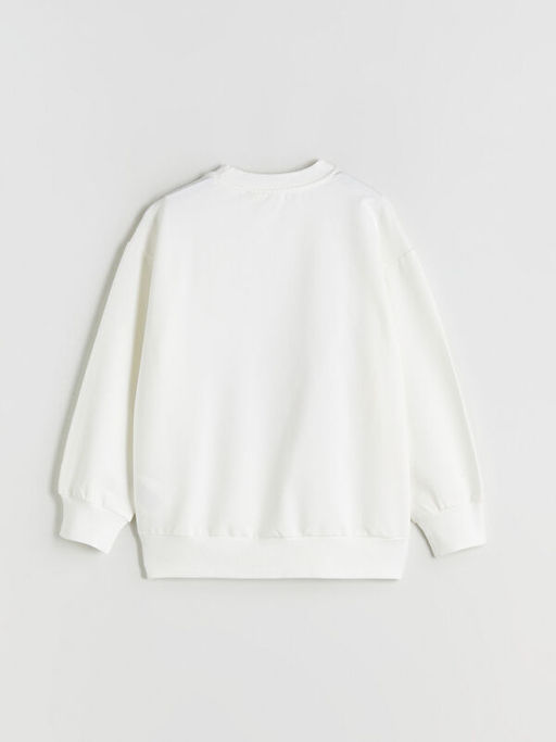 Bisiklet Yaka Stitch ve Angel Bask?l? K?z ?ocuk Sweatshirt