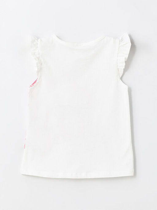 Bisiklet Yaka Kolsuz Bask?l? K?z Bebek Ti??rt - Waikiki фото 3