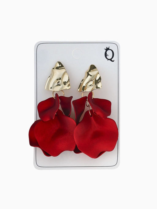 Серьги ассорти Ветер мятые треугольники, цвет красно-золотой