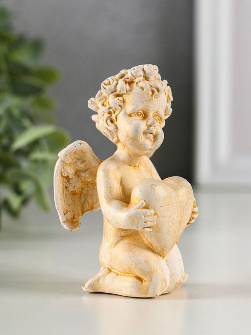 Фигурка гипс Ангел с сердцем, 6?8?5 см, под позолоту